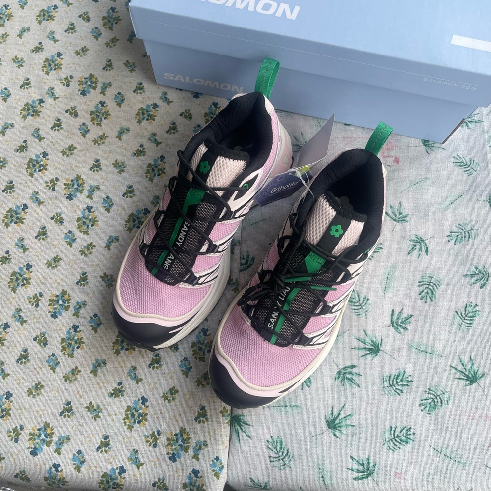 Salomon Pink and Green Women's Trail Running Shoes - Picture 1 of 8